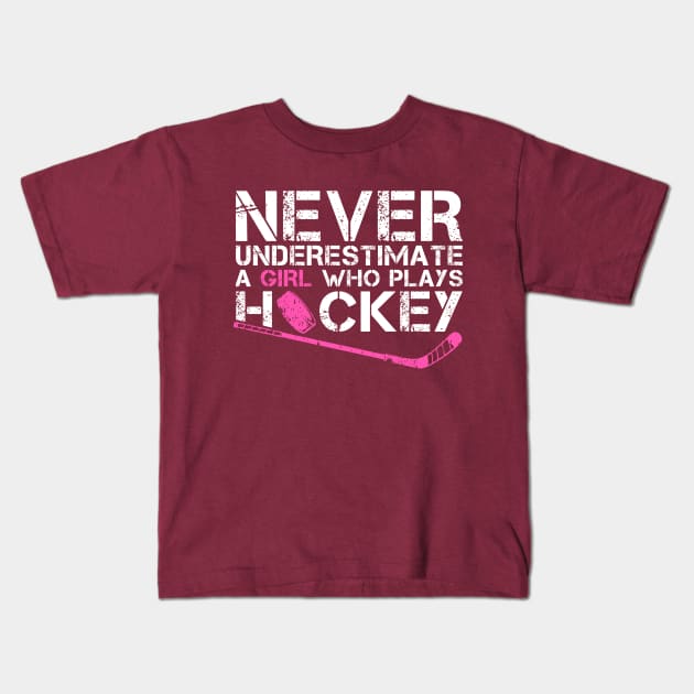 Funny Ice Hockey Player For Women Girls Hockey Lovers Kids T-Shirt by MetalHoneyDesigns